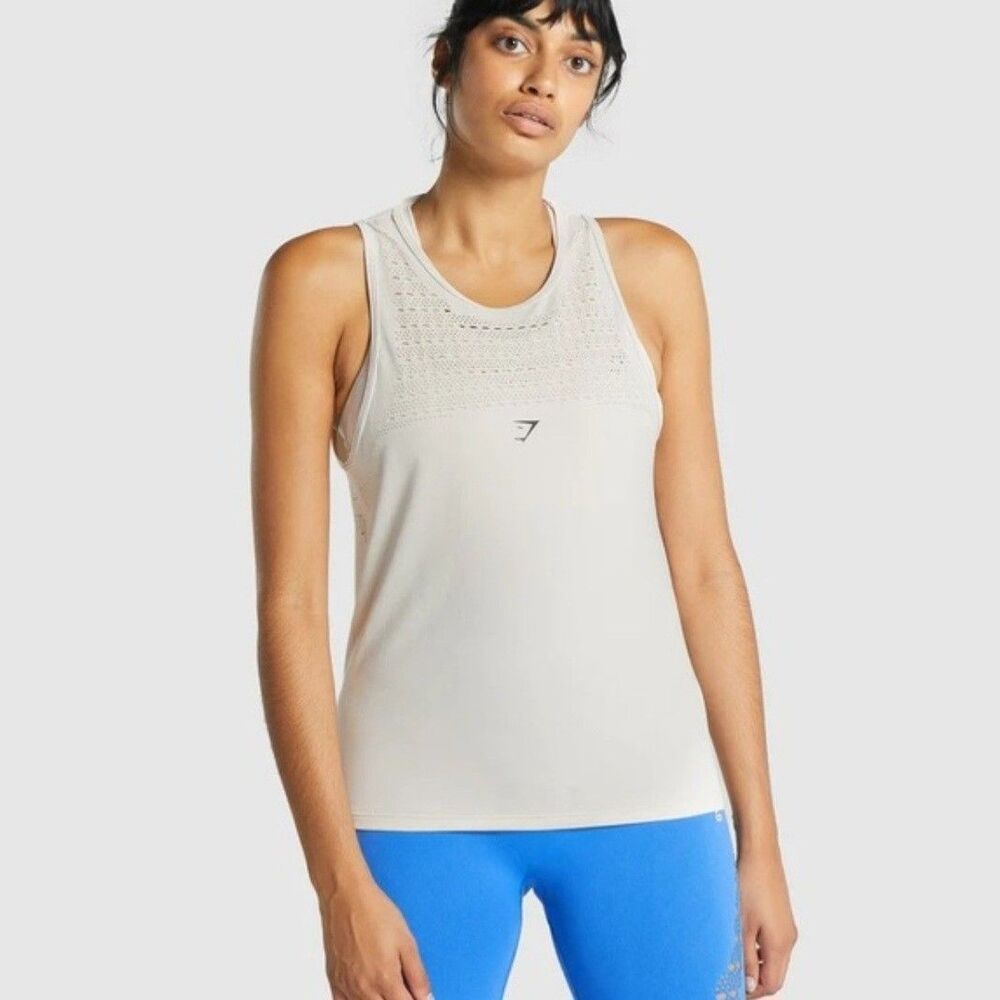Gymshark Energy Seamless Tank Womens Size M Ivory Seamless Athleisure Workout